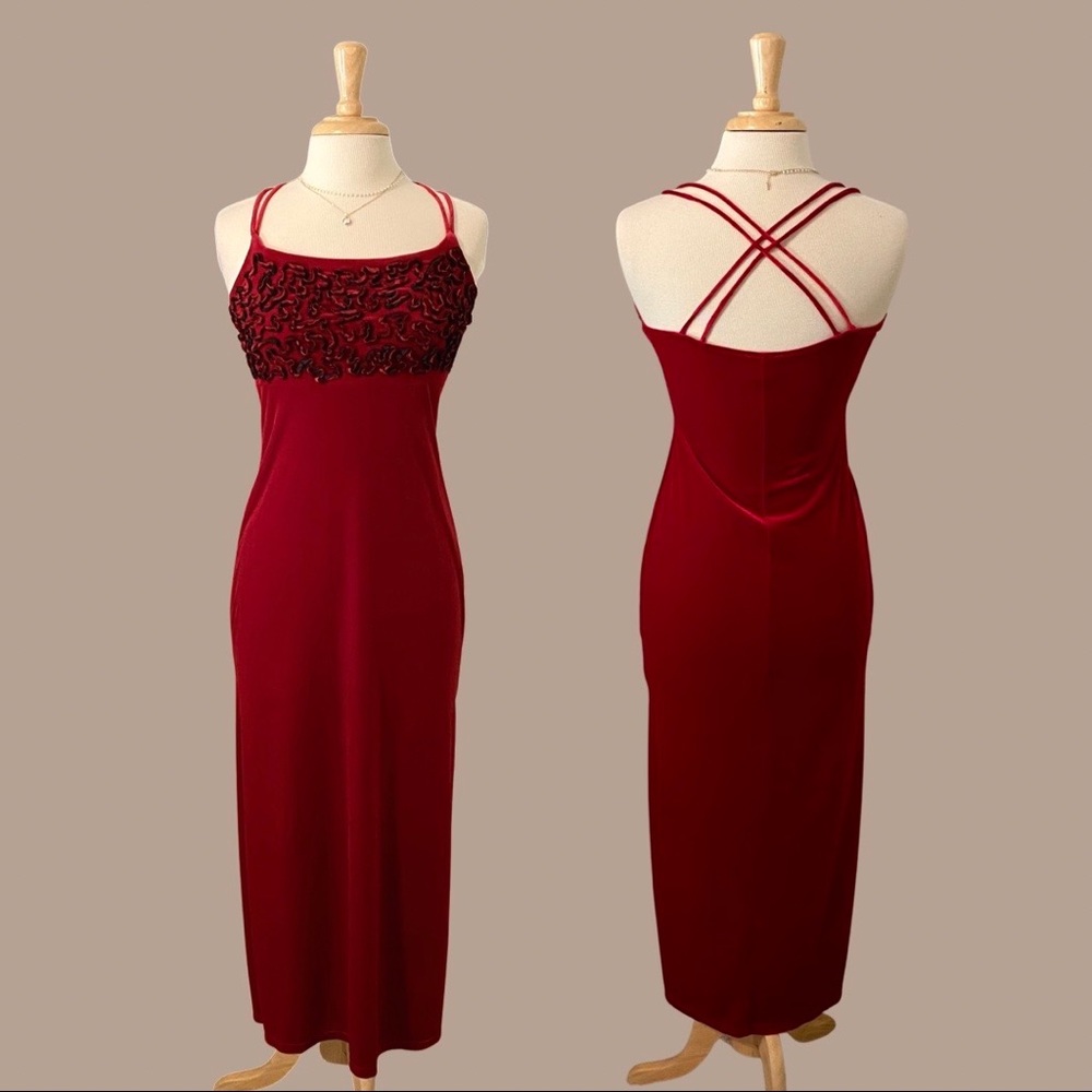 Vintage 90s Velvet Maxi Slip Dress